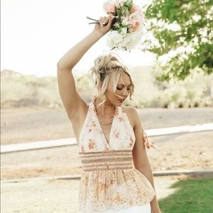 Womens Free People Tops Free People Brinkley Smocked Halter Tank Top